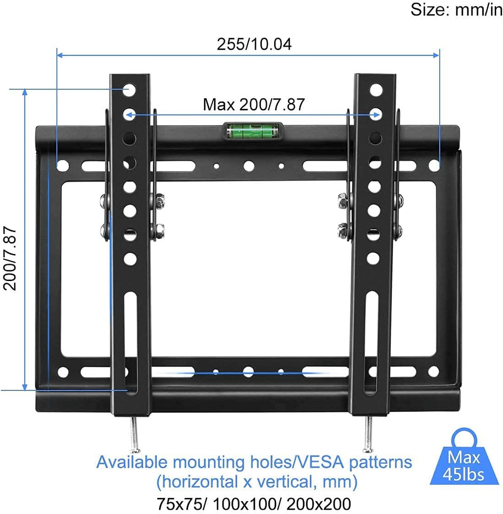 Suptek Tilt TV Wall Mount Bracket for Most 14-42 inch LED, LCD and Plasma TV Mount with Max 200x200mm VESA and 55lbs Loading Capacity, Fits Studs 8" Apart, Low Profile with Bubble Level (MT3202) - Image 2