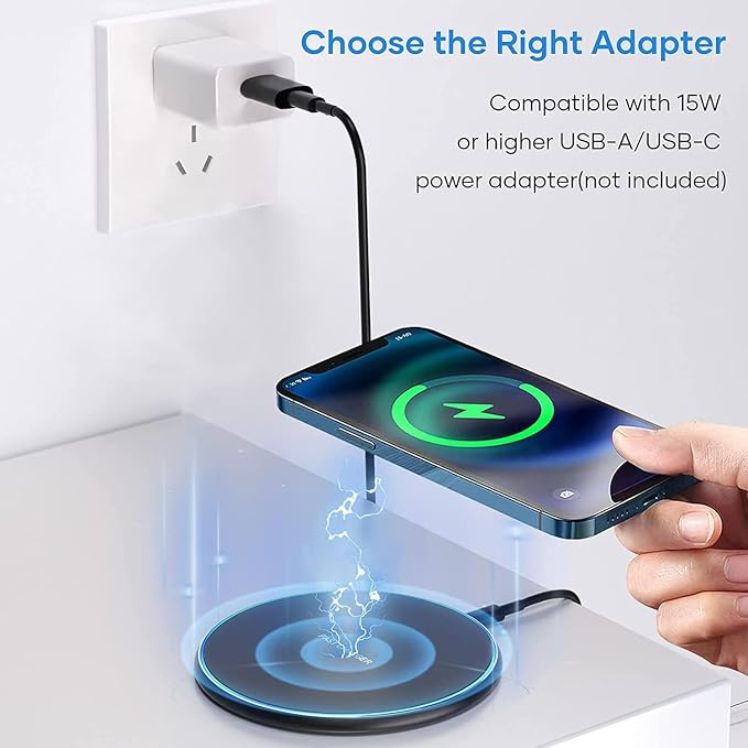 Wireless Charging Pad, Fast Wireless Charger, Ultra Slim USB Charging Dock with LED Indicator Light, Non-Slip Fast Charge Stand for iPhone/Samsung Galaxy/Android Smartphones - Image 5