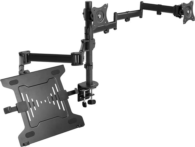 VIVO Dual Monitor + Laptop Mount for 13 to 27 inch Screens and 10 to 15.6 inch Laptops, Triple Screen Viewing, Articulating Arms, Black, STAND-V013L by Unknown