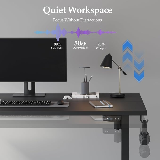 Klicelor 40 Inch Electric Standing Desk, Height Adjustable Office Desk, Sit Stand Up Computer Desk with Memory Preset, Two-Piece Desktop, Black - Image 5