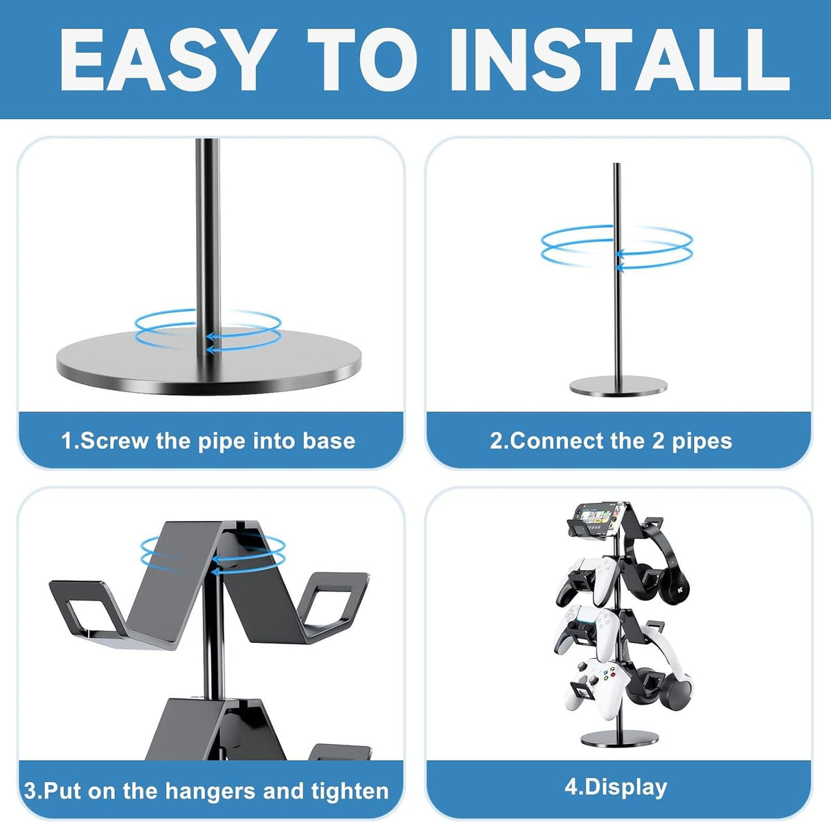 Controller Holder 4 Tier,Headphone Stand for Xbox PS5 PS4 - Image 4