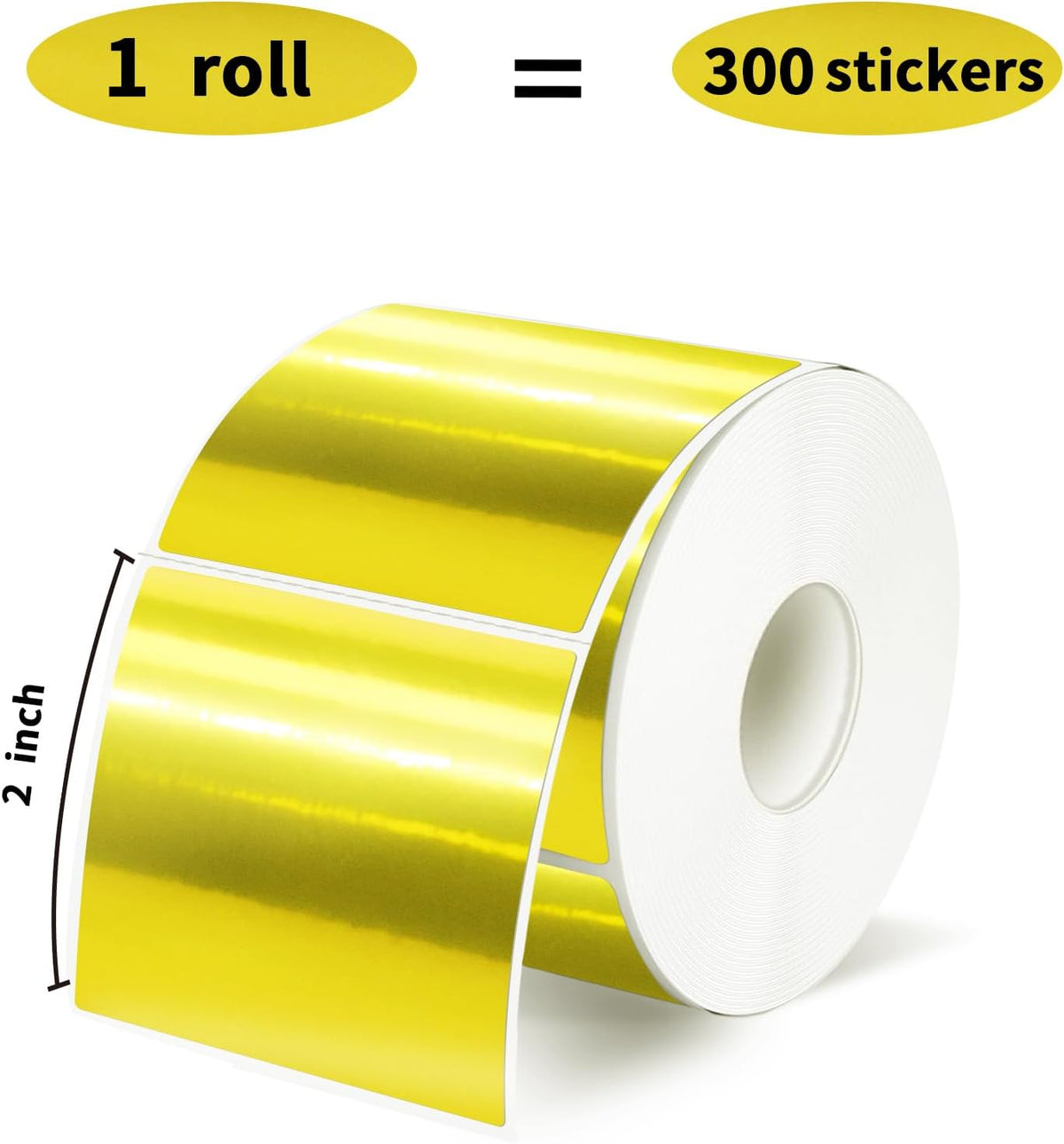 2"x2" Gold Square Thermal Label Stickers,Self-Adhesive Square Direct Thermal Labels,300 Sheets with Perforation Line in ROLL - Image 2