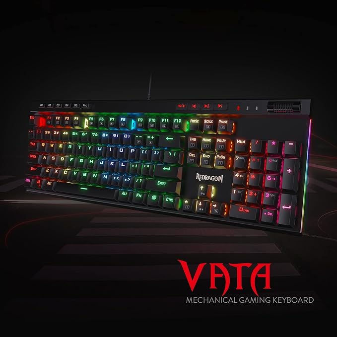 Redragon K580 Wired RGB Mechanical Gaming Keyboard, Macro Key & Media Wheel | 5 On-Board Keybinding Buttons for MMO MOBA Games, Dedicated Media Controls, Tactile Brown Switch for Long-Time Typing Feel - Image 2