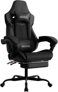 Gaming Chair with Footrest, High Back Gaming Chairs PVC Leather Ergonomic Gamer Chair with Adjustable Headrest Lumbar Support Racing Style Video Gaming Chair for Office/Home (Black) by WOTSTA