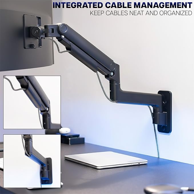VIVO Premium Ultrawide Monitor Counterbalance Wall Mount for up to 49 inch Screens, Holds 44 lbs, Full Motion, Max VESA 100x100, Black, MOUNT-V101V - Image 8