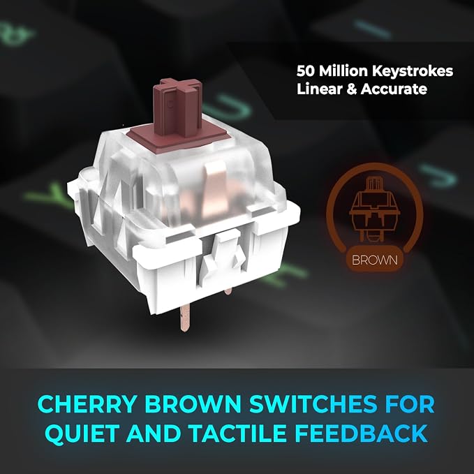 Adesso EasyTouch 150 Wired Mechanical Keyboard, Integrated Palm Rest | Ergonomic, Cherry MX Brown Switches, Dedicated Copilot AI Hotkey, Full-Sized Layout with Numeric Pad, Comfortable Typing - Image 4