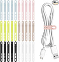 Donruby 30Pcs Silicone Cable Ties, Reusable Cord Organizer Straps, 6 Colors | Adjustable, Multipurpose, 4.7" High-Elasticity Cord Wraps for Bundling Electronics, Home Office School Essentials by Donruby