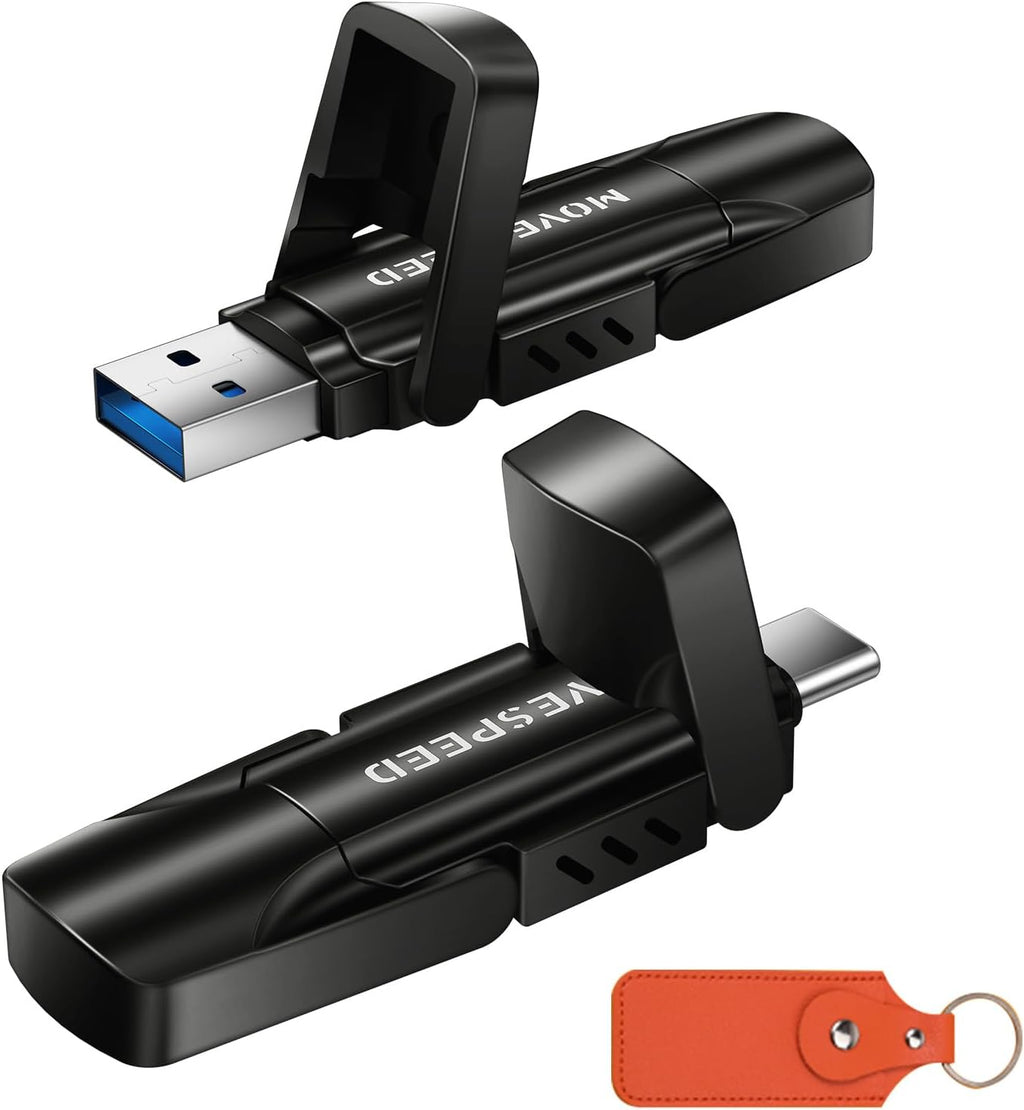 MOVE SPEED 128GB USB Drive, 570MB/S Read Speed External SSD with Dual Port Type C + USB 3.2 Portable SSD for iPhone 17/16/15 Series, Android, Mac, Windows by MOVE SPEED