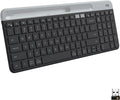 Logitech K585 Slim Wireless Keyboard with Built-in Phone Cradle - Graphite | Bluetooth with included USB receiver, connects 2 devices, cradle can hold smartphone or tablet up to 10 in. in landscape mode by Unknown