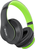 Wireless Bluetooth Headphones Over Ear V6.0 HiFi Stereo with Mic | 65H Playtime 6EQ Modes Foldable Bluetooth Headset with Microphone for Travel Smartphone Computer Laptop Green by Glynzak
