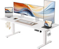 YIHAYO Low Height Adjustable Desk, Lifts 18.1-28.3 Inches, Electric Standing Desk for Short People, 60 x 24 Inches Computer Table with Splice Board for Home Office, White by YIHAYO