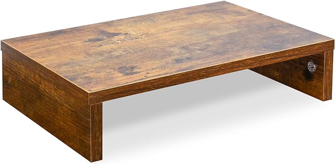 TEAMIX Wood Monitor Stand Riser for Desk - 14.2 inch, Small Laptop Stand | Rustic Brown, Holds 80 lbs, Wooden Computer Stand with Storage, Ergonomic Design, Easy Assembly, For Home Office, Gaming by TEAMIX