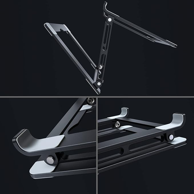 Laptop Stand for Desk, Adjustable Laptop Stand Holder Portable Laptop Riser with Multi-Angle Height Adjustable Computer Stand for MacBook Air/Pro and More Notebooks 10-17.3"-Black - Image 4