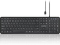 Perixx PERIBOARD-210C Wired Full-Size USB C Keyboard with Quiet Scissor Keys - Compatible with Windows, macOS, and Android Tablet and Laptops - Black - US English by Perixx