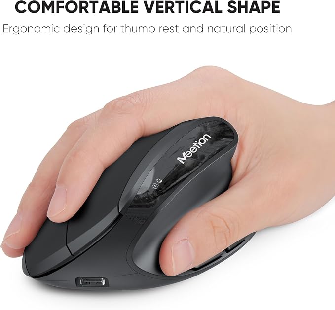 MEETION Ergonomic Keyboard and Mouse Combo, Split Design, Vertical Mouse | Rechargeable full-size keyboard with cushioned wrist rest, 2.4GHz USB receiver, natural typing, for Windows, Mac, PC, laptop - Image 7