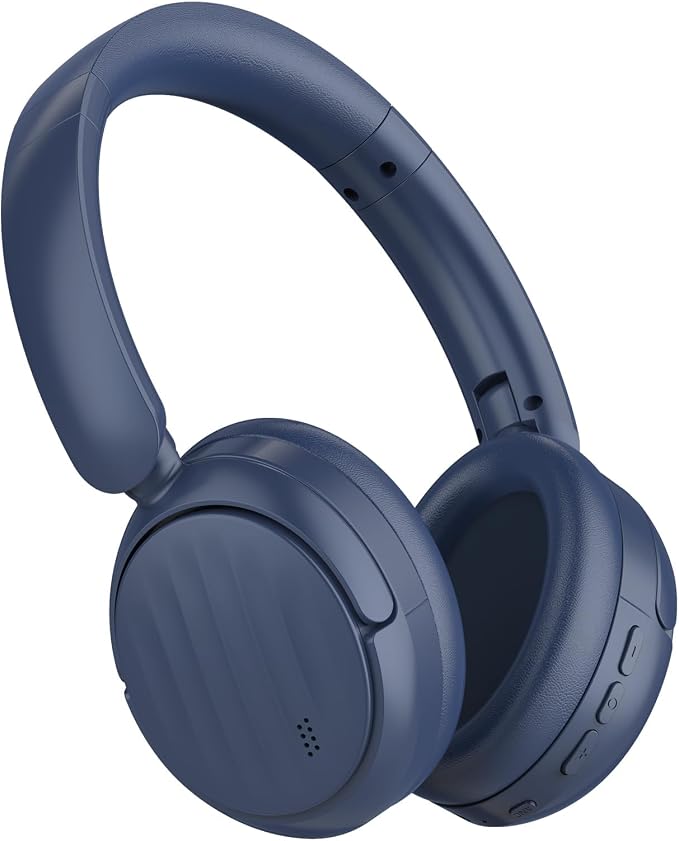 Bluetooth Headphones with Active Noise Cancelling (ANC), Wireless Over Ear Bluetooth Headsets with 35H Playtime, HiFi Stereo Foldable Headphones with Foam Ear Cups for Sports, Travel, Blue by HybridActiveNoiseCancelling