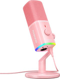 MAONO PD100X USB/XLR Podcast Microphone for PC,Gaming Streaming Dynamic Mic | Noise Reduction,Tap to Mute,Custom RGB, Maono Link Support,Volume & Gain Control,Desktop Stand,for Computer Recording, Pink by MAONO