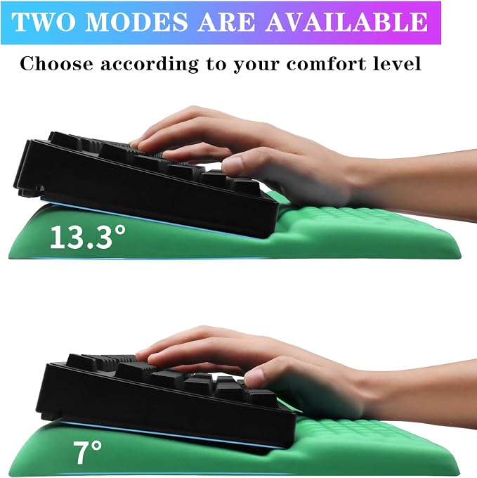 Computer Keyboard Stand with Wrist Rest, Ergonomic Tilted Keyboard Holder - Keyboard Riser with Wrist Pad - Keyboard Tray Support for Office Home - Green - Image 2
