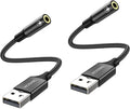 MOSWAG USB to Audio Jack Adapter 0.65Feet/20cm, External Sound Card Jack Audio Adapter with 3.5mm Aux Stereo Converter Compatible with Headset,PC,Laptop,Linux,Desktops,PS4 and More Device by MOSWAG