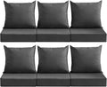 Outdoor Deep Seat Cushion Set, 24x24 Inch Water-Resistant & Fade-Resistant Outdoor Chair Cushions, Patio Furniture Cushions with Removable Cover for Patio Chair, Sofa, Dark Grey (Set of 6) by MuaMelop