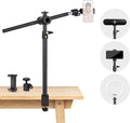 Overhead Camera Mount Desk Stand, Camera Arm Desk Mount Clamp Stand with 360°Adjustable Magic Arm, Webcam Arm Mount Stand w Ballhead Phone Mount for Desk Logitech Microphone Video Light Cell Phone by JEBUTU