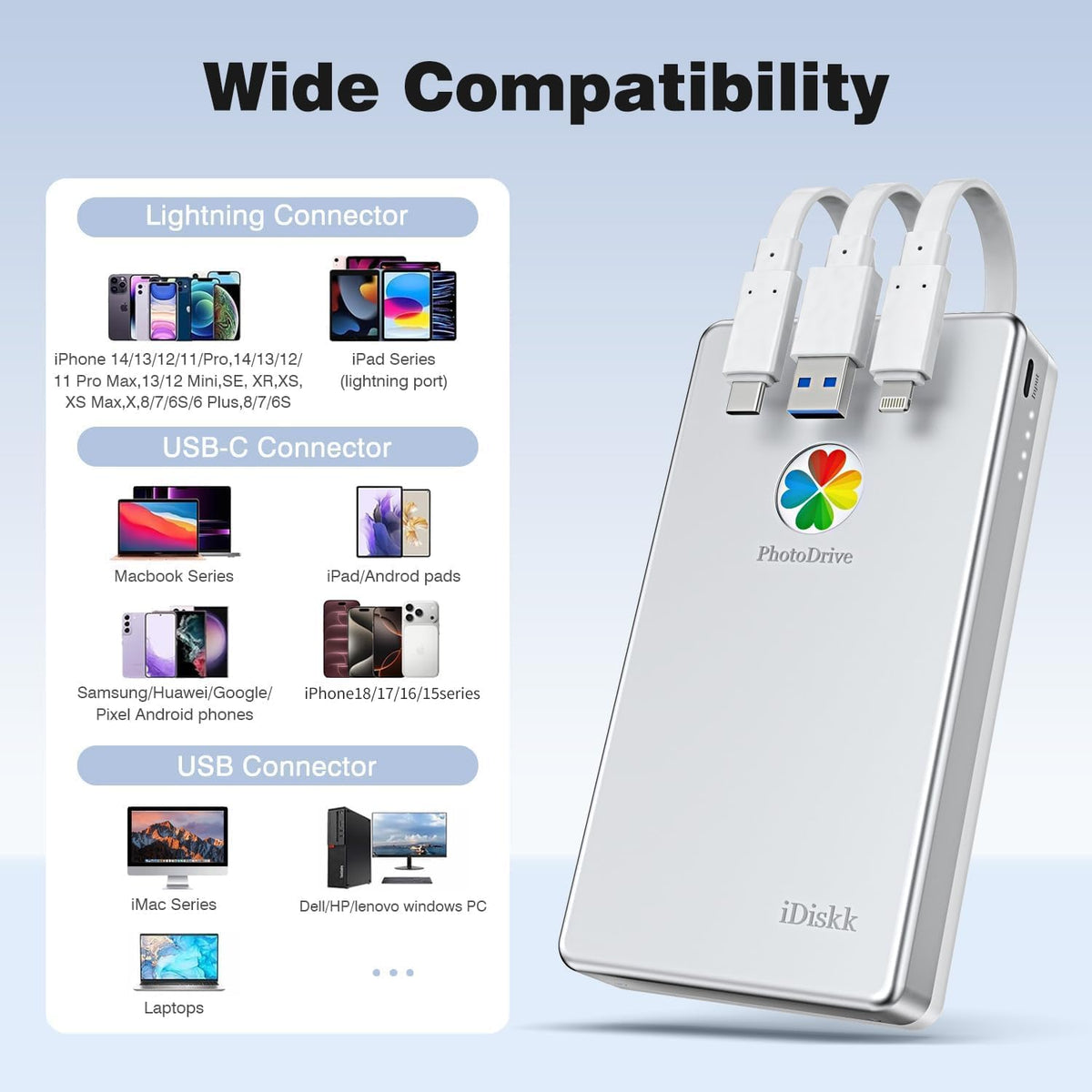 iDiskk 4TB MFi Approved iPhone External Hard Drive for iPhone iPad Android - Image 3