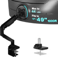 WALI Heavy Duty Monitor Arm for 13-49 inch 1000R Curved Screens，up to 44lbs | Ultrawide Monitor Desk Mount，Full Motion with Tilt, Swivel, Rotation, C-Clamp & Grommet Base, VESA 75/100mm (GSM001XL), Black by WALI