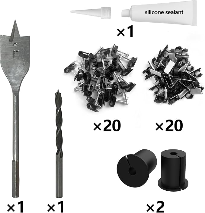 Starlink cable routing kit,starlink ethernet adapter,4pcs star link wall bushing grommets accessories for cable wall pass through with 1" spade drill bit 40pcs wall wire clips - Image 9