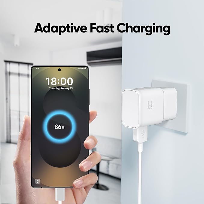 Android Charger Fast Charging, Type C Fast Charger Block with 5FT USB Type C Cable for Galaxy S23/S23 Ultra/S22/S21/S20/S20+/S10/S10+/S10e/S9/S9+/S8/S8Plus/Edge/Active/Note 8/9/10/20-White - Image 3