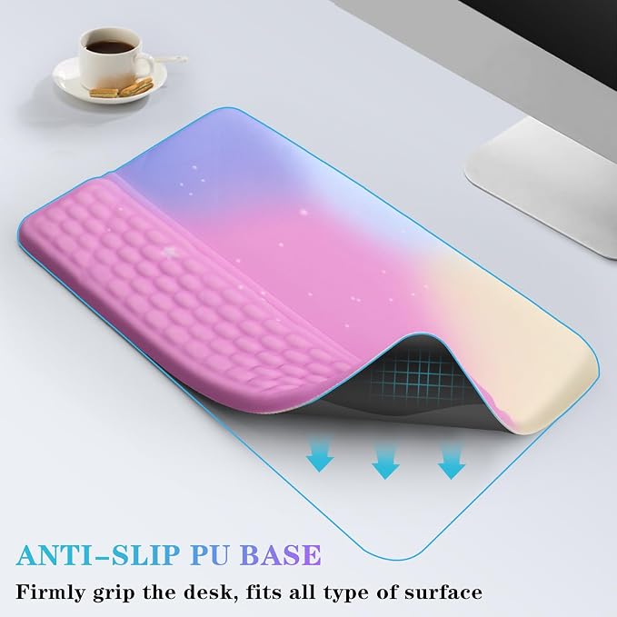 Computer Keyboard Stand with Wrist Rest, Ergonomic Tilted Keyboard Holder - Keyboard Riser with Wrist Pad - Keyboard Tray Support for Office Home - Starry Pink - Image 4