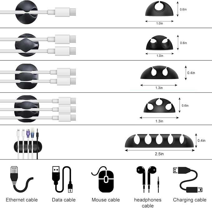 137PCS Cable Management Kit 4 Cable Sleeve Split 100 Cable Zip Ties 10 Cable Clips 15 Adhesive Wall Cable Tie 10 Cable Zip Tie for TV Computer Office Home Under Desk - Image 2