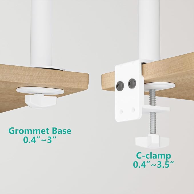 WALI Single Monitor Mount for 1 Computer Screen up to 32 inch, Fully Adjustable Monitor Arm Holds up to 22 lbs (M001S-W), White - Image 6