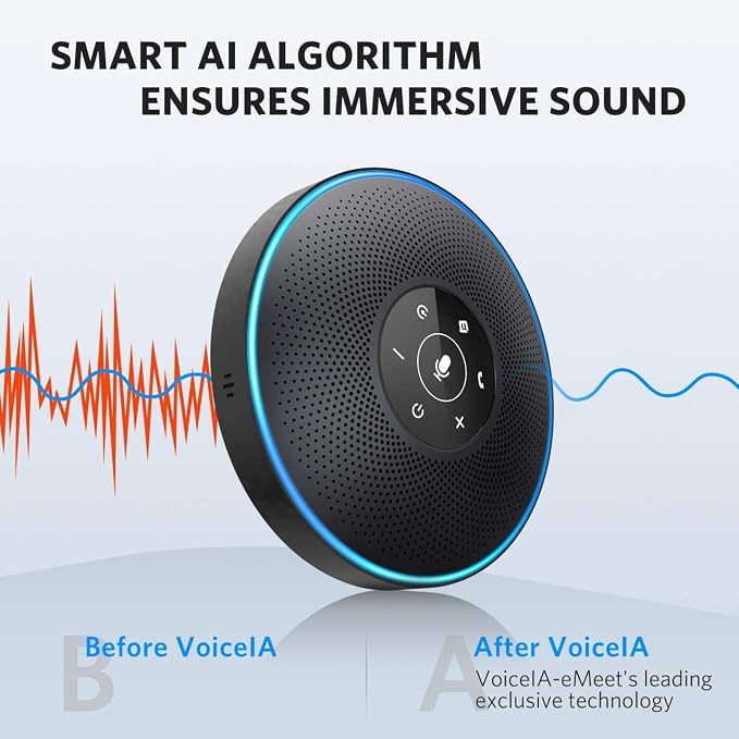 EMEET Bluetooth Speakerphone M2 Black Conference Speaker for 5-8 People Business Conference 360º Voice Pickup 4 AI Microphone Self-Adaptive Conference Call Speaker Skype USB Speakerphone | Business Conference 360º Voice Pickup 4 AI Microphone Self-Adap... - Image 5