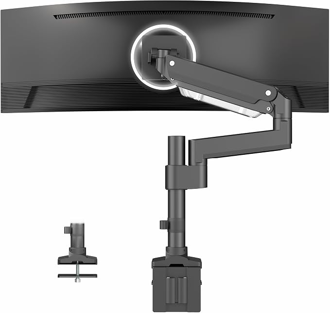 VIVO Premium Aluminum Tall Extended Monitor Arm for Ultrawide Monitors up to 49 inches and 33 lbs, Single Desk Mount Stand, Pneumatic Height Adjusting, Max VESA 100x100, Black, STAND-V101GT by Unknown