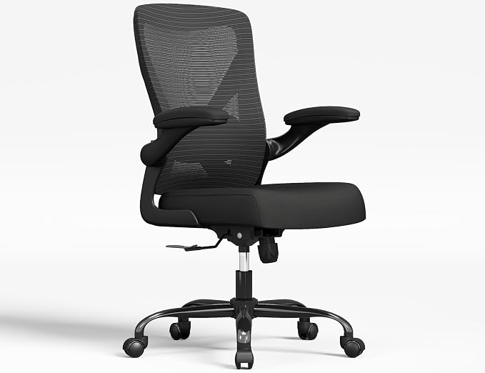 Office Chair: 330LBS Mesh Ergonomic Desk Chair Comfy with 3D Lumbar& Swivel | Ergalithic Computer Chair-Executive Task Chairs with Flip-up Arms Home Office Desk Chairs Gaming Chair for Adults(Full Black) - Image 7
