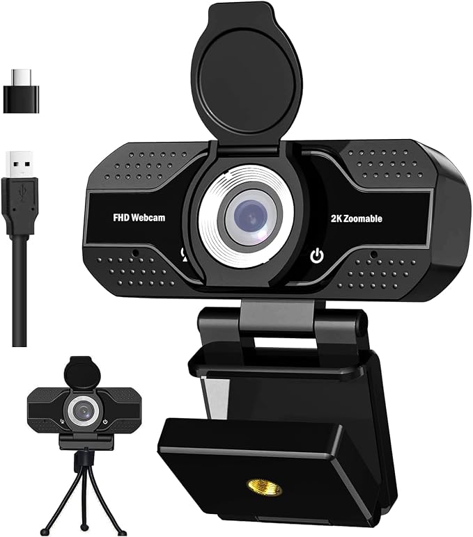 Webcam with Microphone, 2 Mics, 90° FOV, Computer Camera | USB Type-A & A-to-C Adapter, Fixed Focus, Plug&Play for Zoom/Teams/Facetime/YouTube/Google Meet/Switch 2 Camera, 2026 Version by YOUPECK
