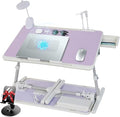 Adjustable Laptop Lap Desk with Cooling Fan USB Light for Adults 56x32cm,Purple by IXTRA