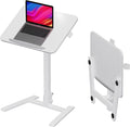 25" Mobile Folding Desk: Pneumatic Sit-Stand, No Assembly | 29-42" Height Adjustable Rolling Laptop Desk, Hidden Wheels, 0-90° Tilt Top. Ideal for Home Office, Craft & Study. by ALAWOODER