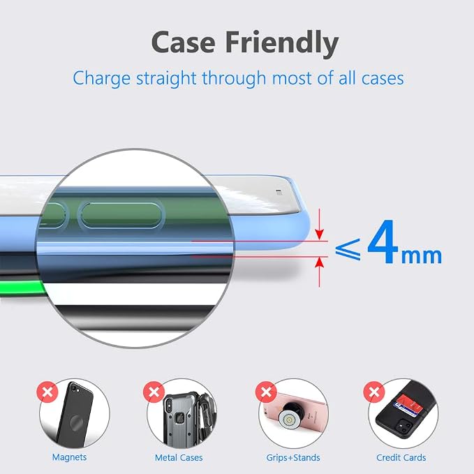 Yootech Wireless Charger,10W Max Wireless Charging Pad Compatible with iPhone 17/17 Pro/17 Pro Max/Air/16/15/14/13/SE 2022/12/11,Samsung Galaxy S25/S24/S23,for AirPods Pro 3(No AC Adapter) - Image 4