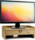 Excello Global Products Wooden Monitor Stand: Includes Drawer for Desktop Organization of Notebooks, Pens, Pencils & Office Supplies (Brown) by ExcelloGlobalProducts