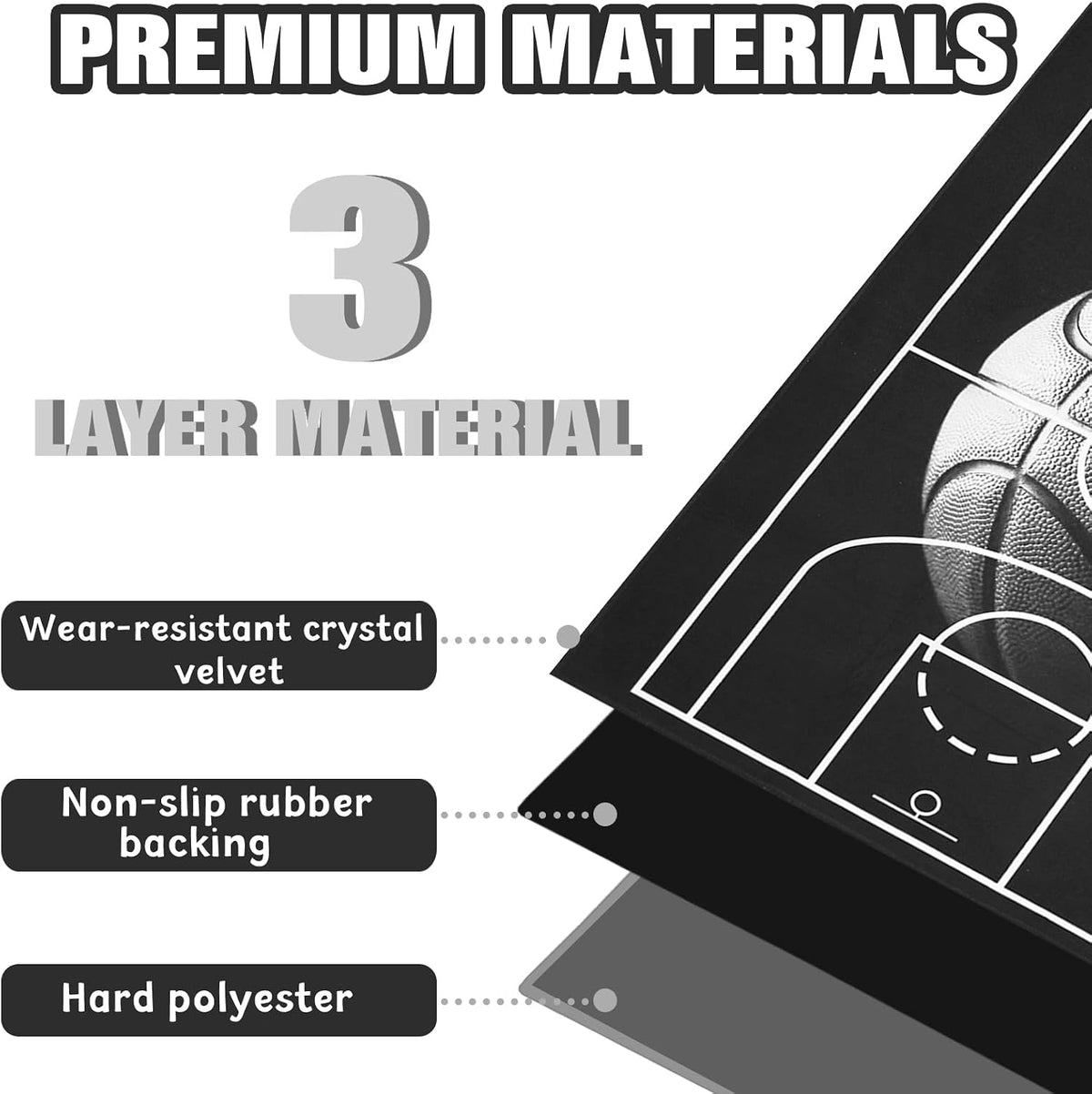 Gaming Chair Mat for Hardwood Floor 36"X 48" Heavy Duty Office Desk Chair Rug for Under Game Rolling Chairs Computer Decor Protect Mats Low Pile Non-Slip Rubber for Carpet & Tile Floor-Basketball - Image 4