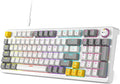 AK96 Smart Mechanical Keyboard Gaming, 96 Keys Full Size with LED Colorful Backlit, Clicky Creamy Sounding, USB Wired Computer Keyboard with Volume Knob for PC, Mac, Windows (White) by Meidosa