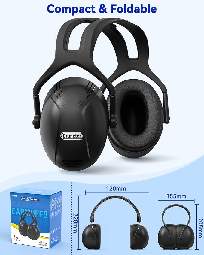 Dr.meter Noise Cancelling Headphones for Adults XL, SNR 35dB Noise Reduction Ear Muffs Safty Earmuffs, Ear Protection for Shooting Gun Range,Yard Work, Mowing, Construction, Workshops- Large Size - Image 5