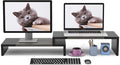 WESTREE Dual Monitor Stand Riser - 2 Shelf Computer Stand with Adjustable Length and Angle, Desktop Organizer for 2 Monitors by WESTREE