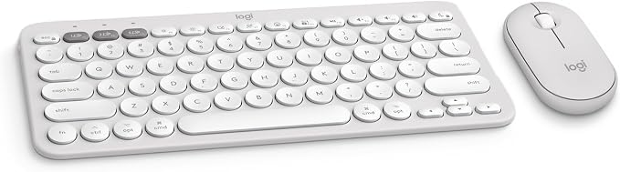 Logitech Pebble 2 Combo Mac Wireless Keyboard and Mouse - Tonal White | Slim, quiet, portable, customizable, Easy-Switch, for iPadOS by Unknown
