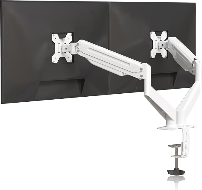 Suptek Dual Monitor Mount Stand-Height Adjustable Gas Spring Monitor Arm Desk Mount for 2 Monitor Screens 17 to 32 inches - Each Arm Holds up to 22lbs,White(MD8SPW) by suptek