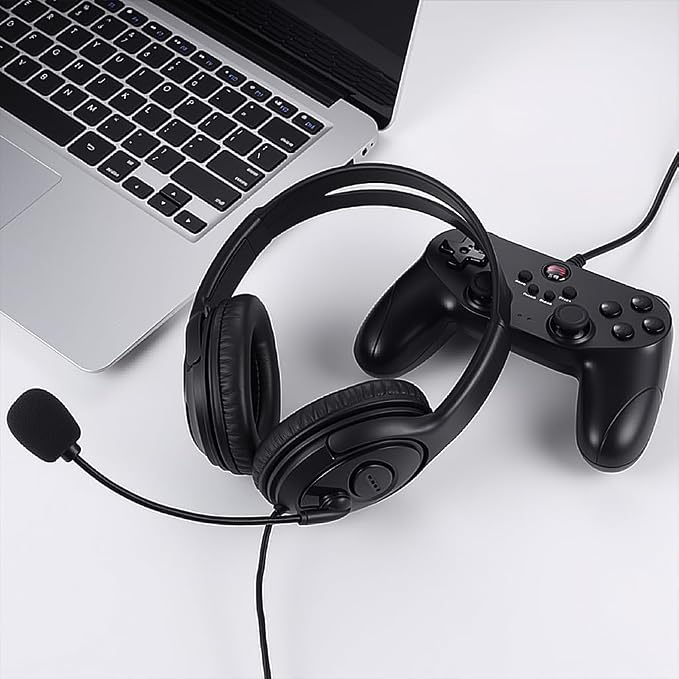 USB Headset with Mic, Computer Wired Headphones with Microphone for PC, Laptop (Black - Full Ear Cups) - Image 5