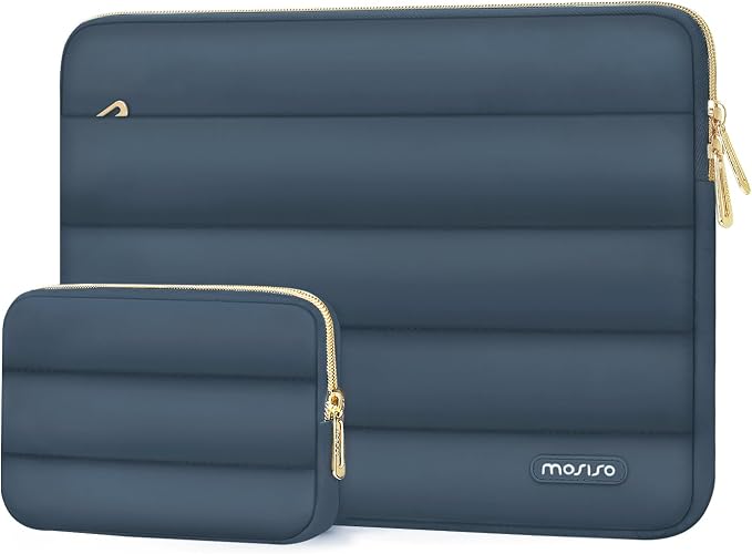 MOSISO Laptop Case 16 inch, 15-15.6 inch Puffy Laptop Sleeve Carrying Case | Compatible with MacBook Pro 16, HP Dell ASUS Acer Toshiba Lenovo, Polyester Horizontal Bag with Small Case, Haze Blue by MOSISO