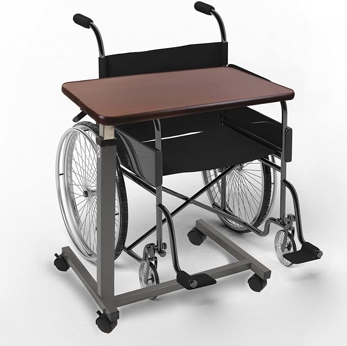 Vaunn Medical Cart Adjustable Overbed Table with Wheels – Rolling Bedside Table for Hospital, Portable Standing Cart & Laptop Desk for Bed, Couch, Wheelchair - Image 5