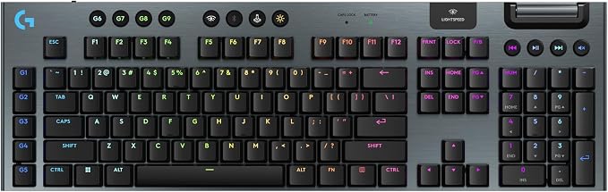 Logitech G915 X Lightspeed Wireless Gaming Keyboard (Clicky) - Black | Low Profile, Mechanical Switches, Double-Shot PBT Keycaps, RGB lighting, Aluminum finish, PC/Mac Compatible by Unknown